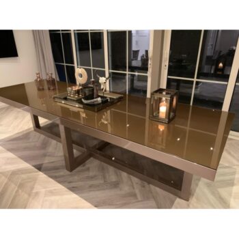 CHIQUE Concept - Maatwerk Eettafel Kruispoot ( Champagne Hoogglans Metallic )