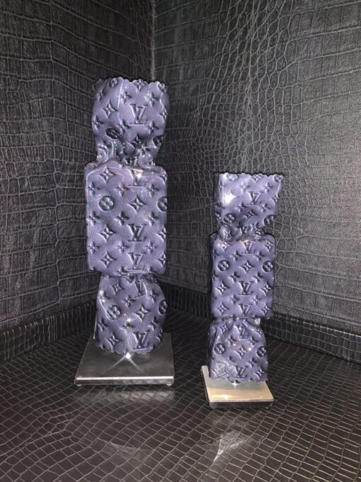 Ad van Hassel - Candy Art Toffee Louis Vuitton Black Leather Sculpture