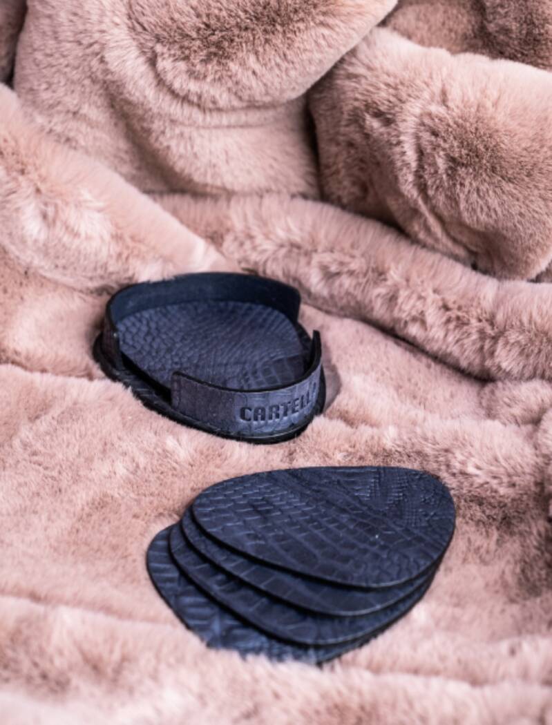 Cartello Home - Onderzetters Leder Croco Eivorm Navy Blue