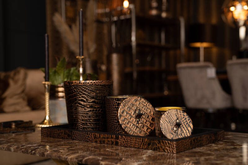 Cartello Home - Lederen Croco Kaars Brons