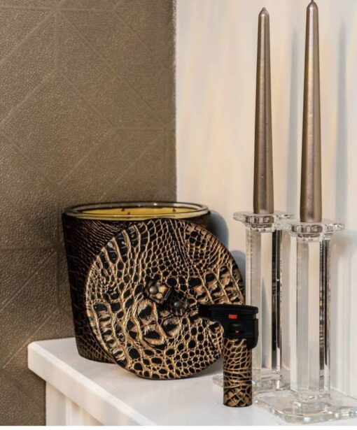 Cartello Home - Croco Lederen Gas Aansteker Brons