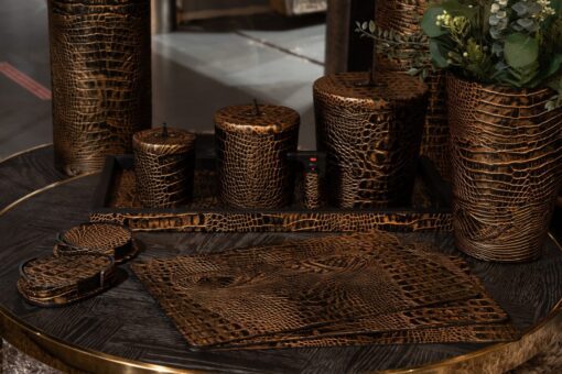 Cartello Home - Croco Lederen Dienblad Brons - Afbeelding 2