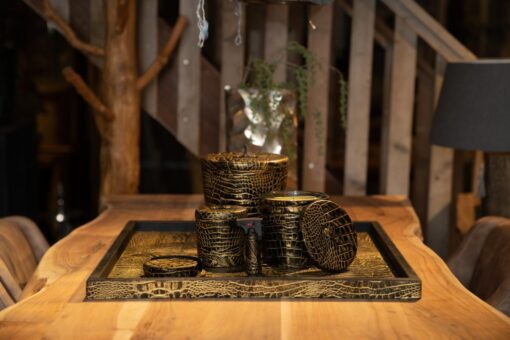 Cartello Home - Croco Lederen Dienblad Goud - Afbeelding 2
