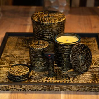 Cartello Home - Croco Lederen Dienblad Goud