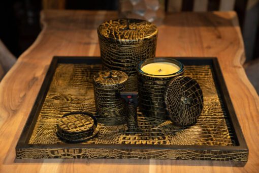 Cartello Home - Croco Lederen Dienblad Goud
