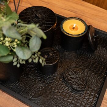 cartello home - dienblad zwart leder croco