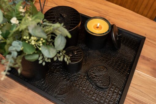 cartello home - dienblad zwart leder croco