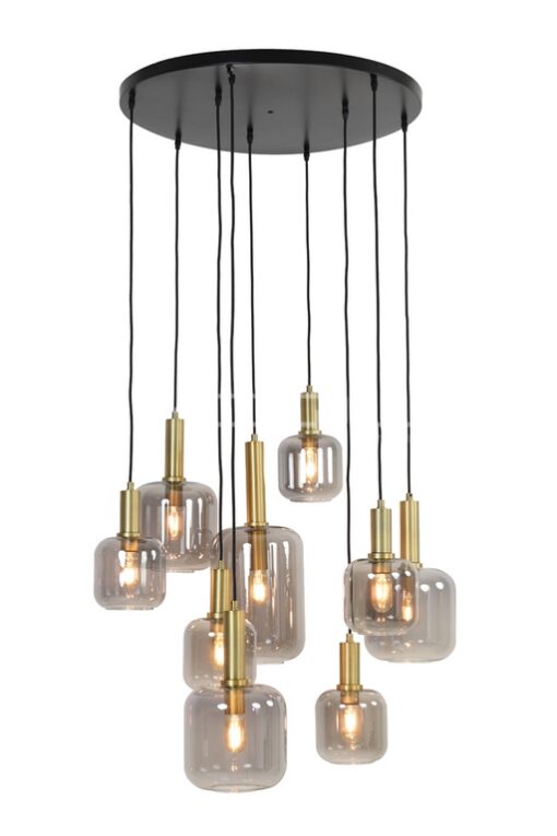 CHIQUE Concept - Hanglamp 9 bulbs antiek brons / smoke