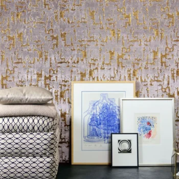 DWC velvet textile wallpaper Caribou voorbeeld showroom
