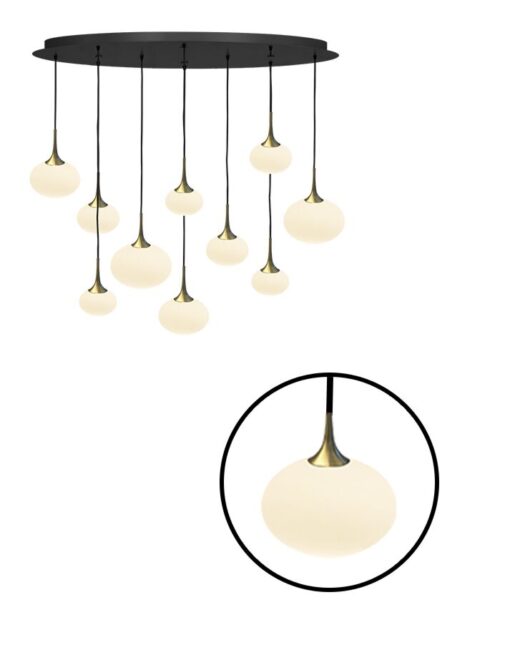 Maretti Lighting - Paradiso Ovaal hanglamp 10-lichts met opaal glas - Afbeelding 2