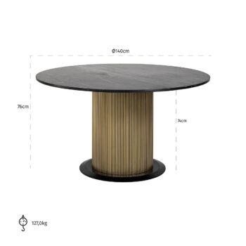 - Eettafel Ironville 140Ø (Black/gold)