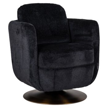 - Lounge stoel Turner black chenille swivel