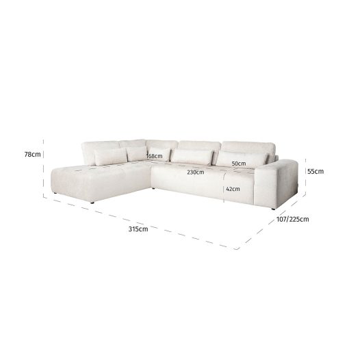 - Bank Lund 3-zits + ottoman links cream fusion (Fusion cream 02)