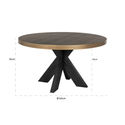 - Eettafel Bloomville 140Ø (Black/gold)