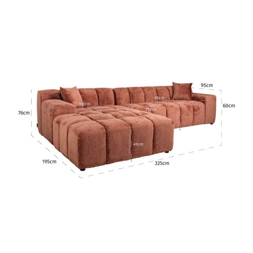 - Sofa Cube 3-zits + lounge links (Fusion 92 Blush)