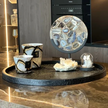 Cartello Home - Dienblad Croco Noir rond