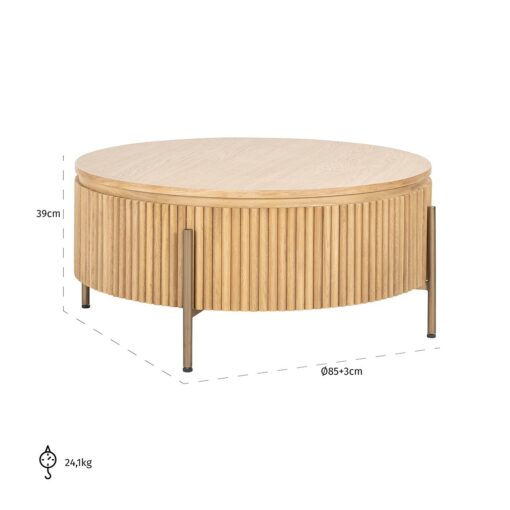 - Salontafel Belfort 85Ø (Natural oak)