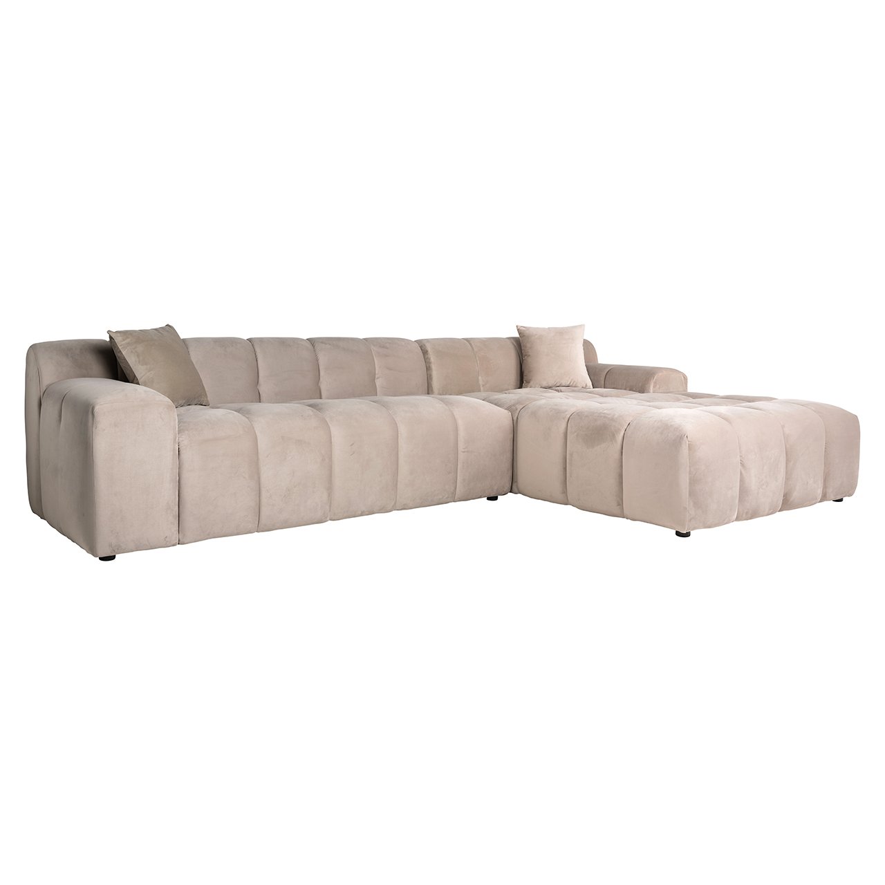 - Bank Cube khaki velvet 3-seater + lounge right