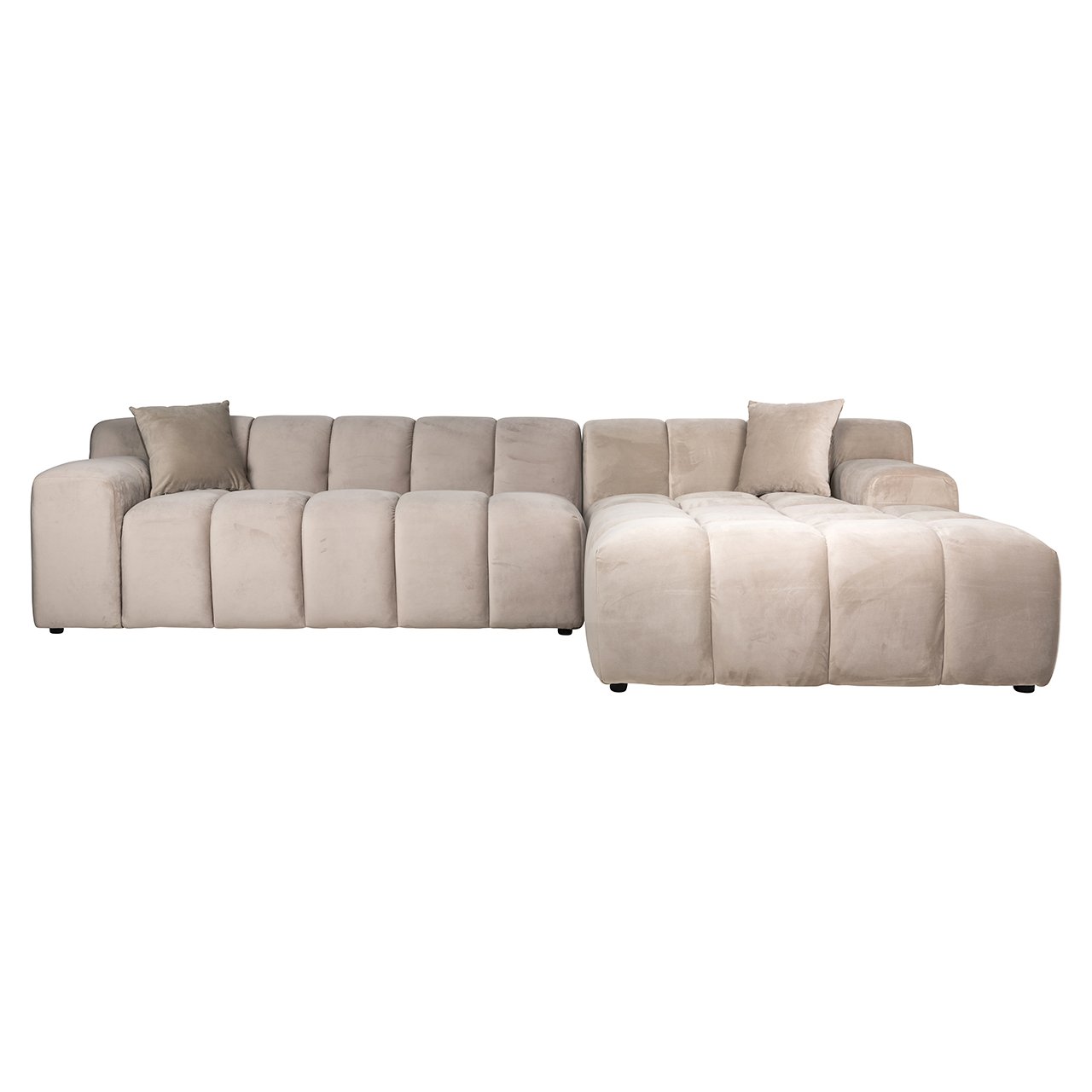 - Bank Cube khaki velvet 3-seater + lounge right