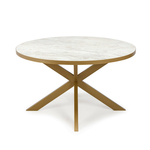 Stalux Ronde eettafel 'Daan' 120cm, kleur goud / wit marmer - Afbeelding 2