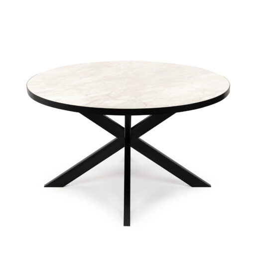 Stalux Ronde eettafel 'Daan' 135cm, kleur zwart / wit marmer - Afbeelding 2
