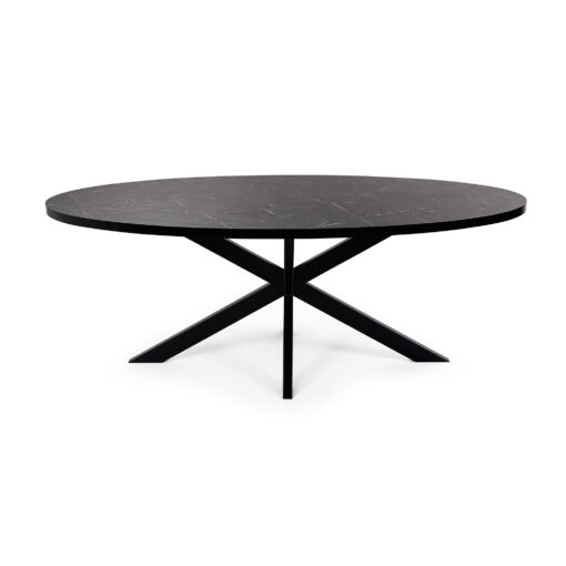 Stalux Ovale eettafel 'Mees' 180 x 100cm, kleur zwart / zwart marmer - Afbeelding 2
