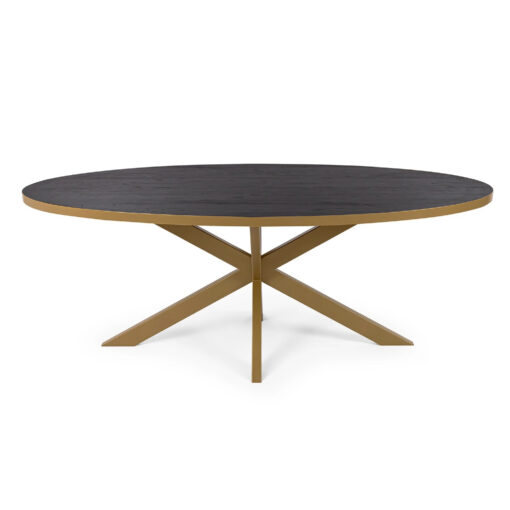 Stalux Ovale eettafel 'Mees' 210 x 100cm, kleur goud / zwart eiken - Afbeelding 2