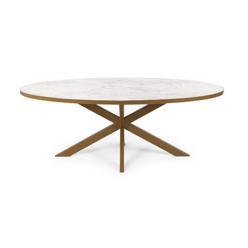 Stalux Ovale eettafel 'Mees' 240 x 110cm, kleur goud / wit marmer - Afbeelding 2