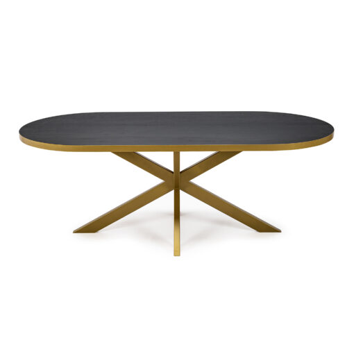 Stalux Plat ovale eettafel 'Noud' 240 x 100, kleur goud / zwart eiken - Afbeelding 2
