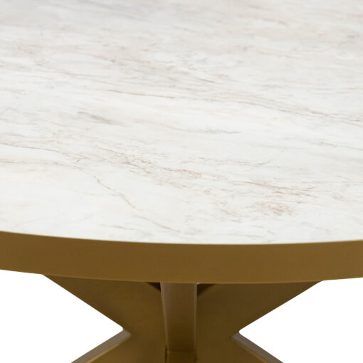 Stalux Ronde eettafel 'Daan' 120cm, kleur goud / wit marmer - Afbeelding 3