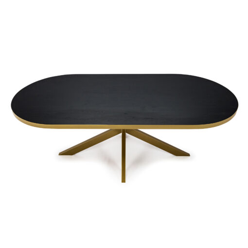 Stalux Plat ovale eettafel 'Noud' 240 x 100, kleur goud / zwart eiken - Afbeelding 3