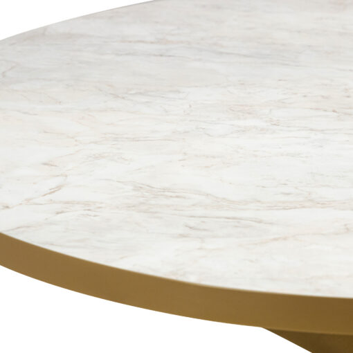 Stalux Ronde eettafel 'Daan' 120cm, kleur goud / wit marmer - Afbeelding 4