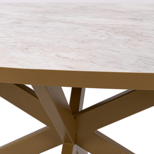 Stalux Ovale eettafel 'Mees' 210 x 100cm, kleur goud / wit marmer - Afbeelding 4