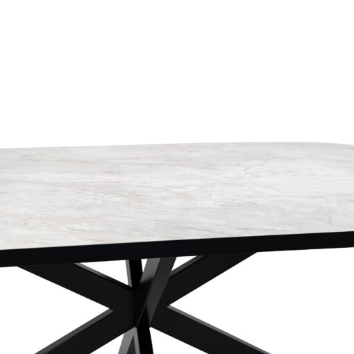 Stalux Plat ovale eettafel 'Noud' 180 x 100, kleur zwart / wit marmer - Afbeelding 4