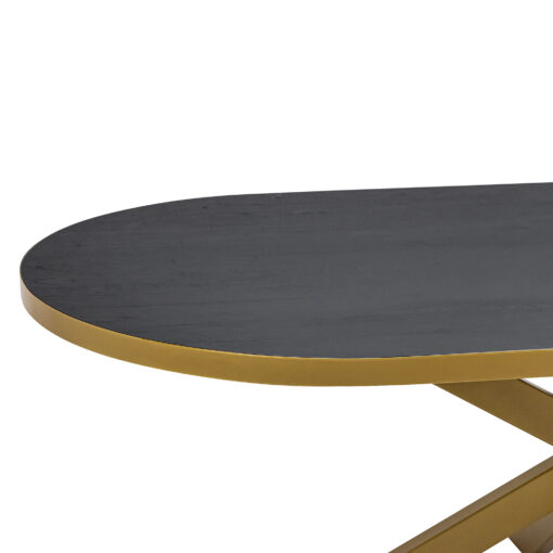 Stalux Plat ovale eettafel 'Noud' 240 x 100, kleur goud / zwart eiken - Afbeelding 4