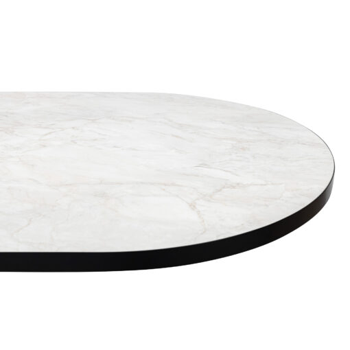 Stalux Plat ovale eettafel 'Noud' 180 x 100, kleur zwart / wit marmer - Afbeelding 5
