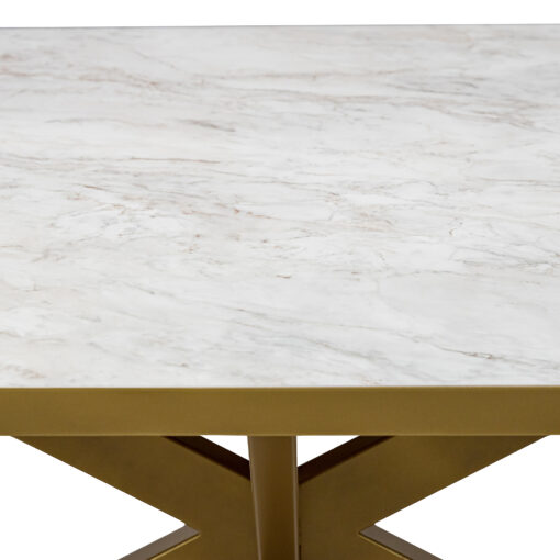 Stalux Plat ovale eettafel 'Noud' 180 x 100, kleur goud / wit marmer - Afbeelding 5