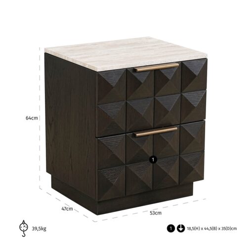 - Nachtkastje Claremont 2-laden (Brown)