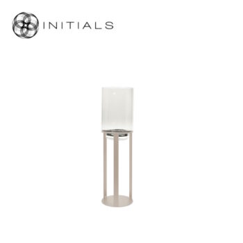 initials by haans hurricane table stand open xs ivory & clear glass