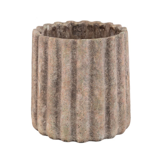 jaydean grey cement pot ribbed structure round xxl