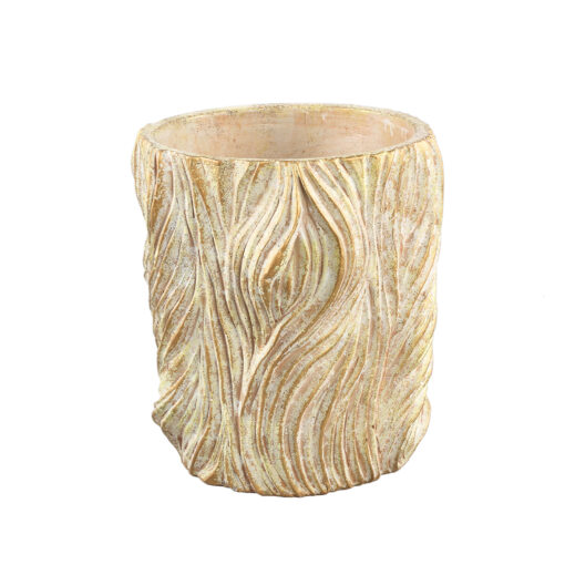 alexio cream round cement pot wavy lines low xl
