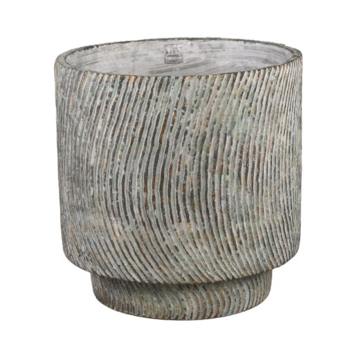 nigel grey cement round pot lines pattern big l