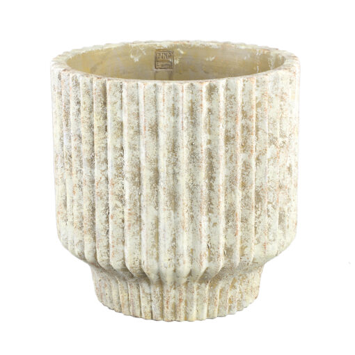 gabriel cream cement pot round lines xxl