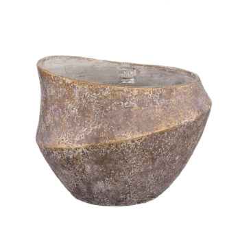 rishell bronze cement round pot with line big s