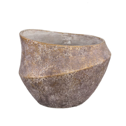 rishell bronze cement round pot with line big s