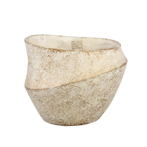 rishell cream cement round pot with line xl