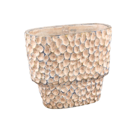 liselot brown oval cement pot stamped pattern l