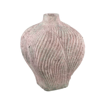 diesel grey round cement vase wavy lines high l
