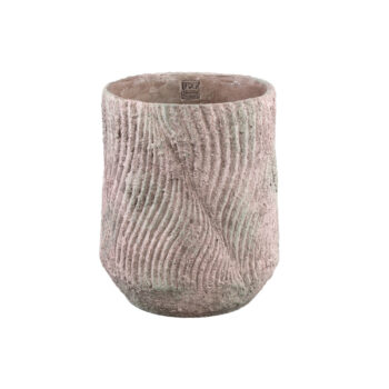 diesel grey round cement pot wavy lines high m