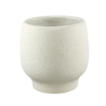 evelynn white round cement pot on base xxl